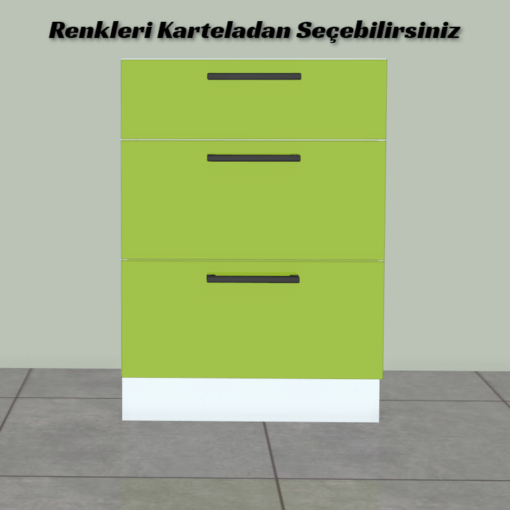 Mutfak Alt Dolap Çekmece Modülü Üç Sıra
