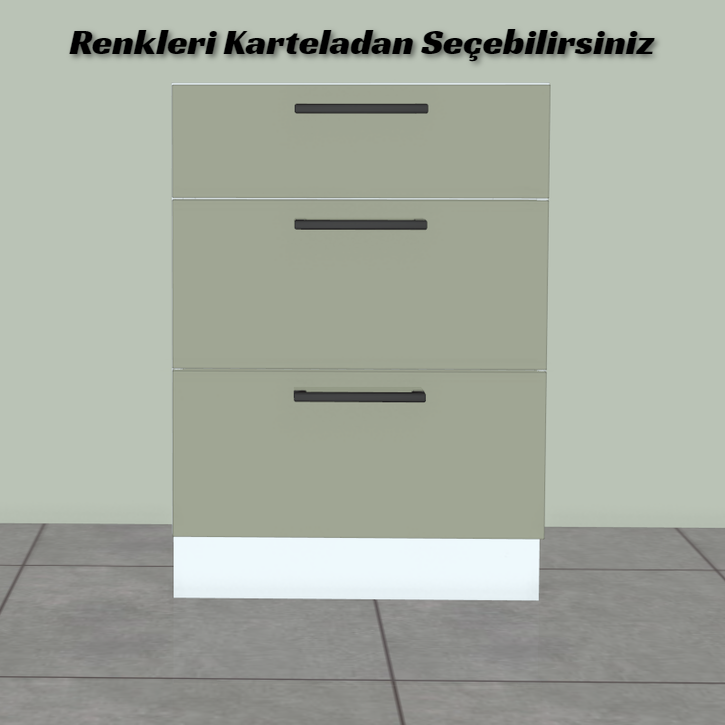 Mutfak Alt Dolap Çekmece Modülü Üç Sıra