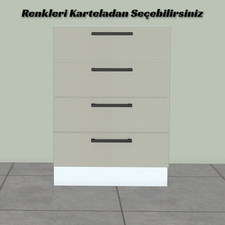 Mutfak Alt Dolap Çekmece Modülü Dört Sıra