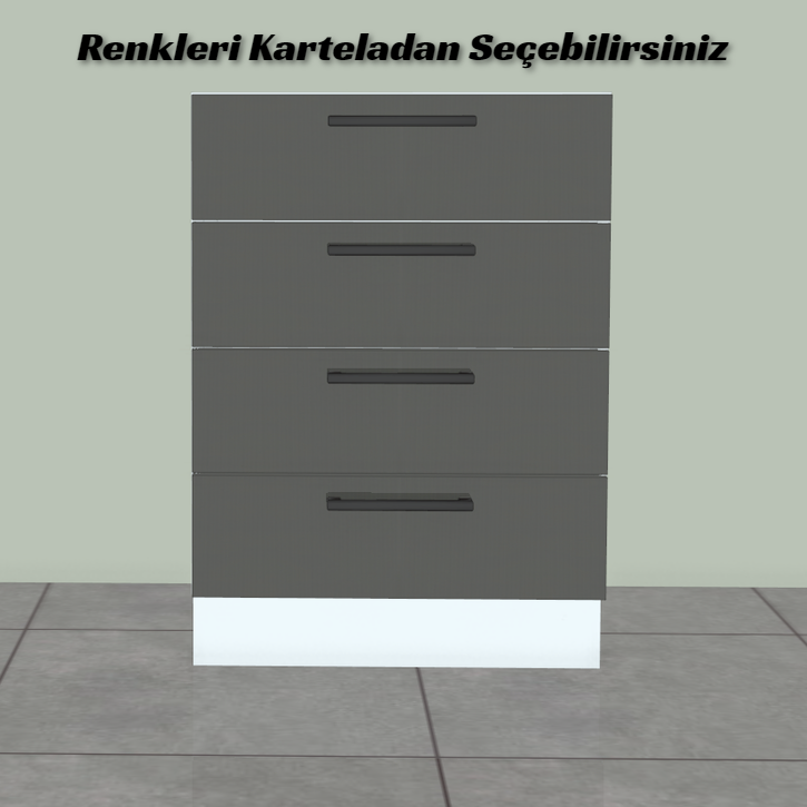 Mutfak Alt Dolap Çekmece Modülü Dört Sıra