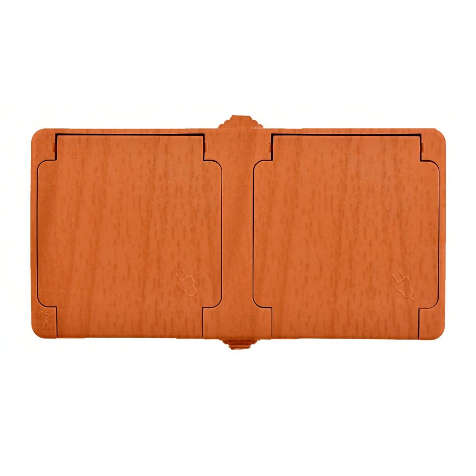 Günsan Fantasy Meşe İkili Kapaklı Topraklı Priz