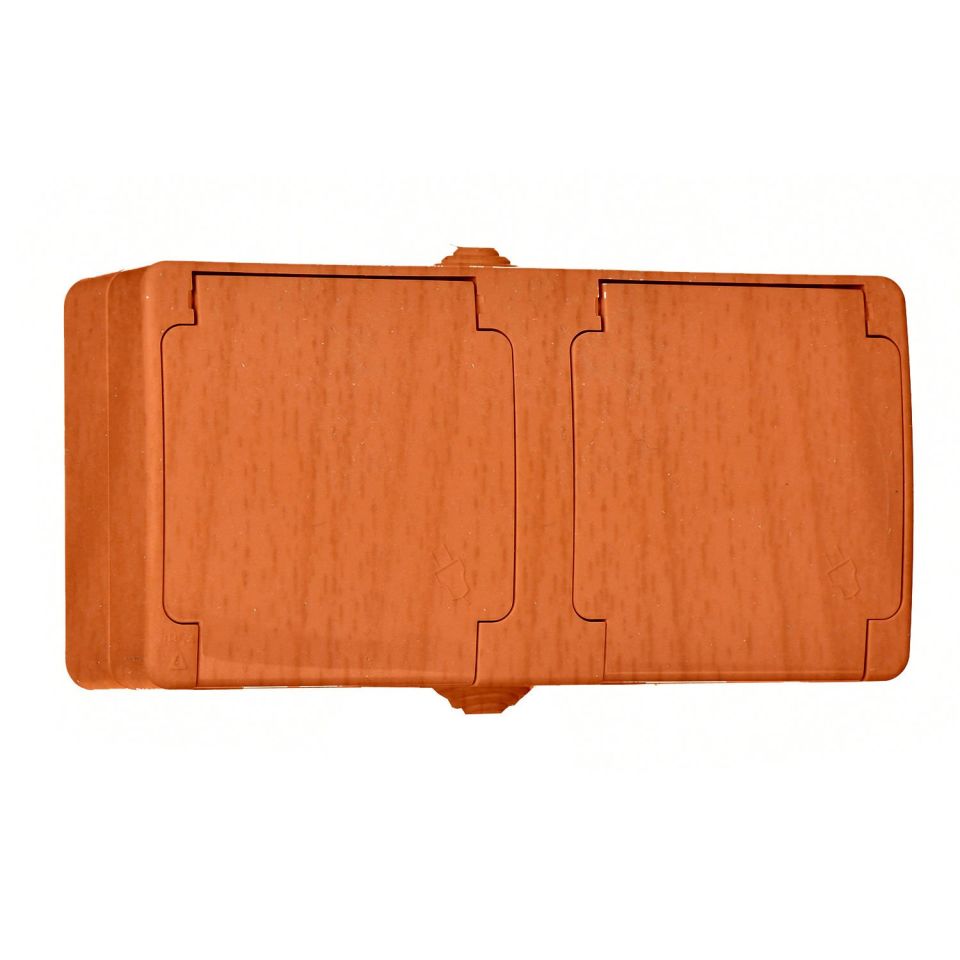 Günsan Fantasy Meşe İkili Kapaklı Topraklı Priz