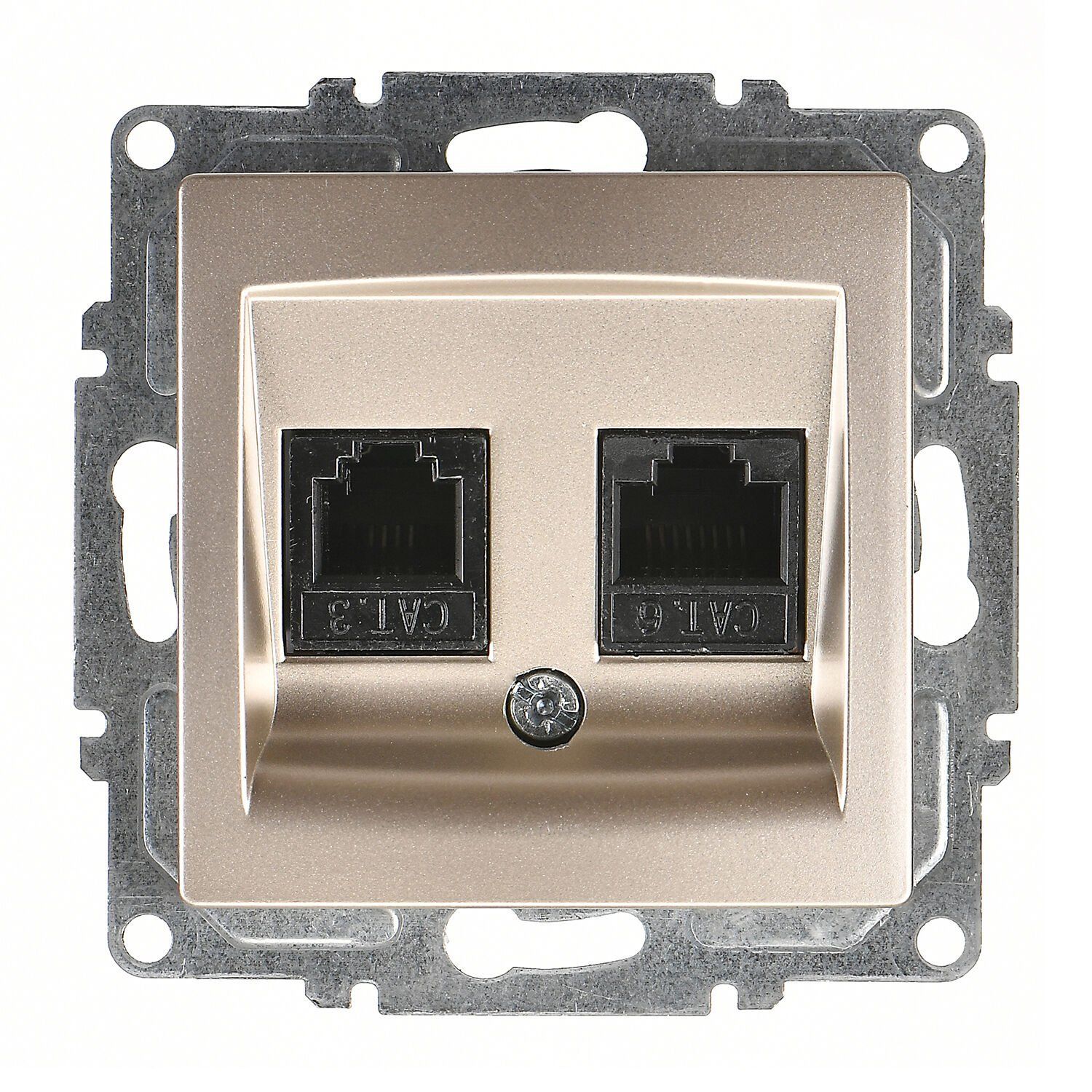 Günsan Valta Visage Data + Nümeris Telefon Prizi (RJ45 Cat6 + Cat3) Metalik Bej