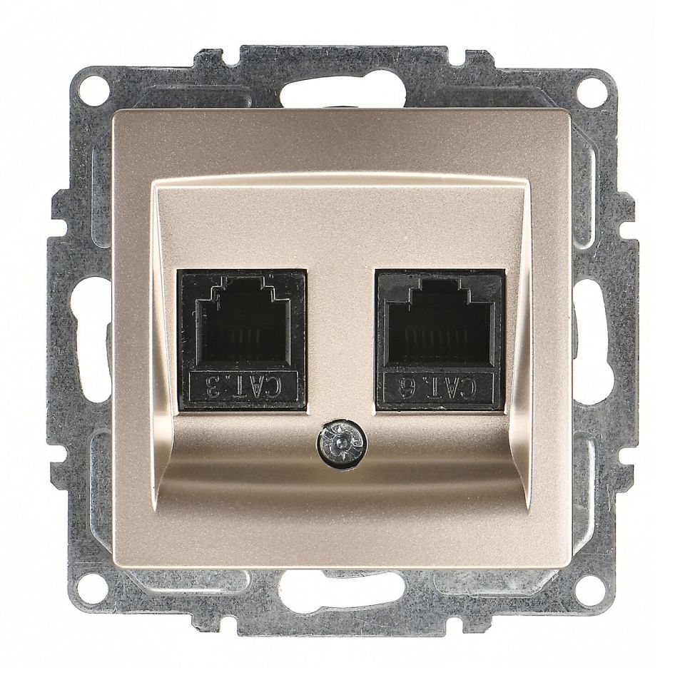 Günsan Valta Visage Data + Nümeris Telefon Prizi (RJ45 Cat6 + Cat3) Metalik Bej