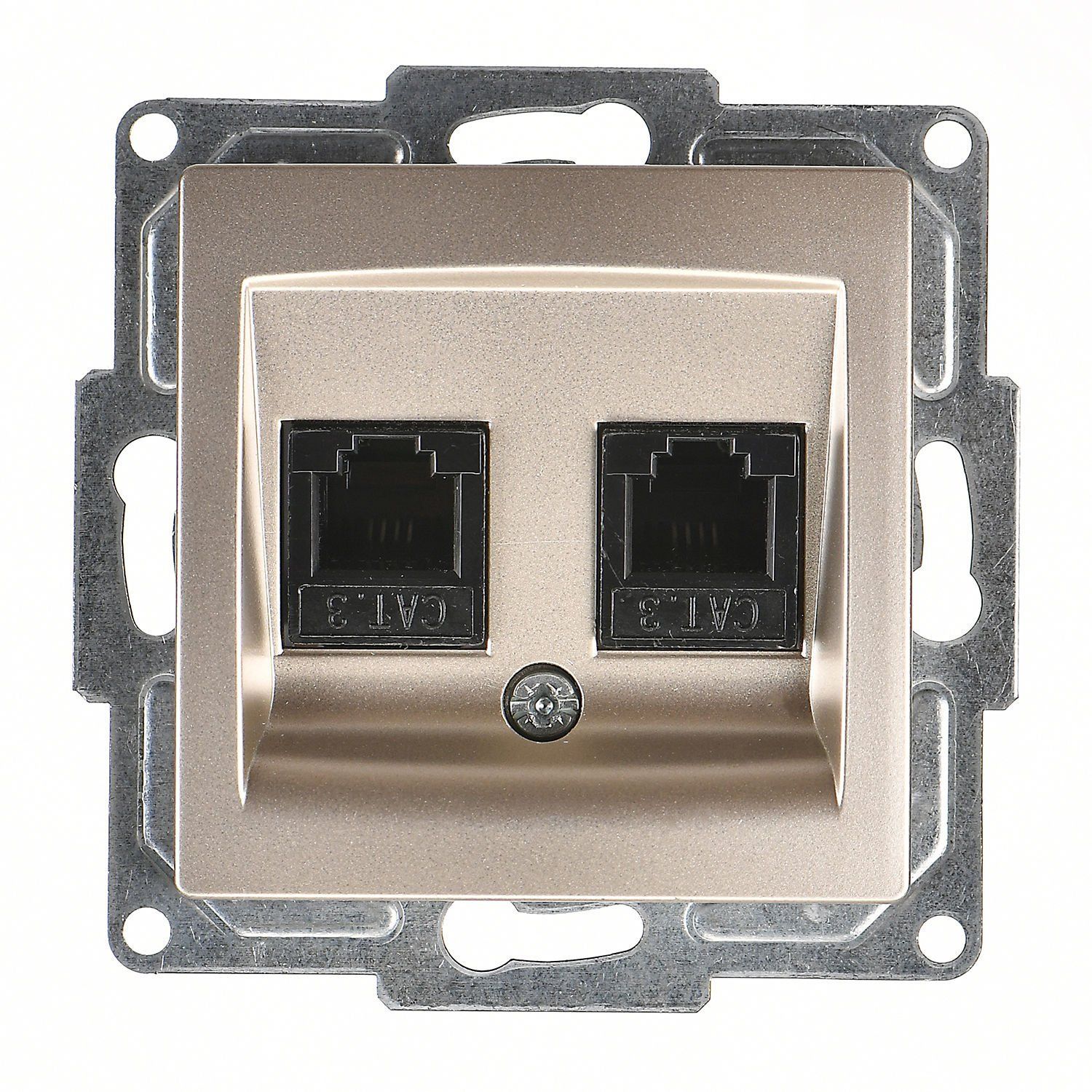 Günsan Visage Metalik Bej Vidalı İkili Nümeris Telefon Prizi (2 x Cat3)