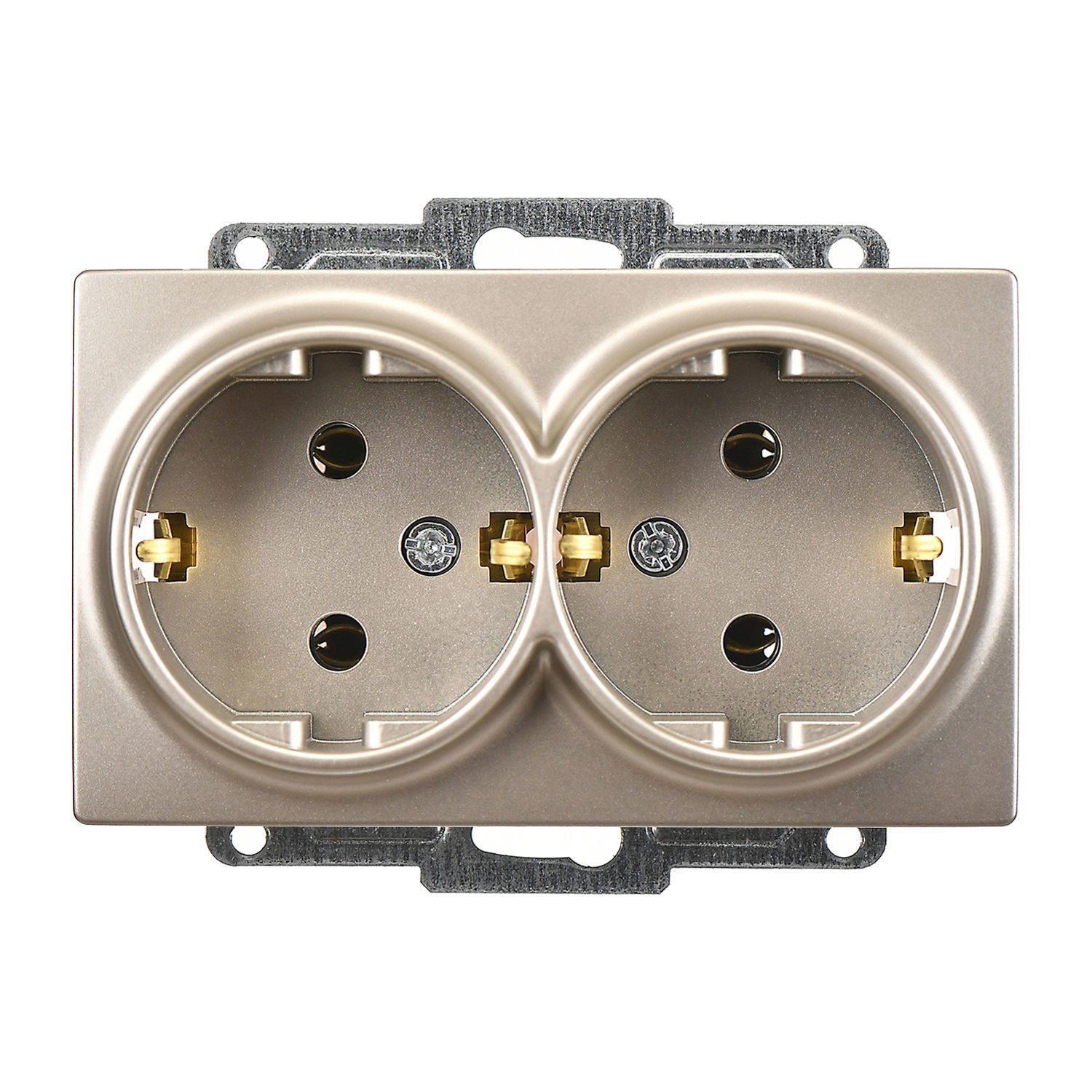 Günsan Visage Metalik Bej İkili Topraklı Priz- 16A 250V - Vidalı