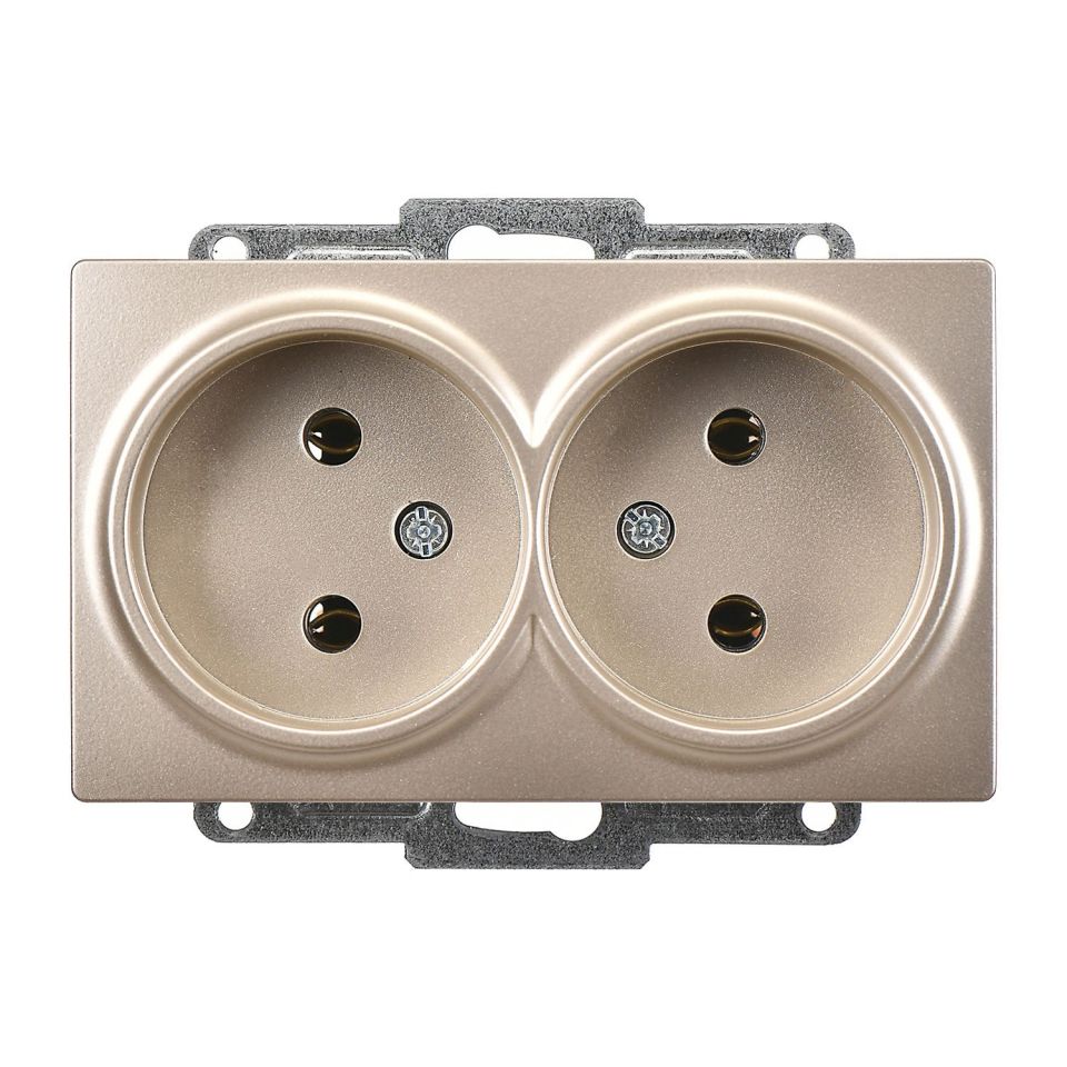 Günsan Visage Metalik Bej İkili Priz- 16A 250V - Vidalı