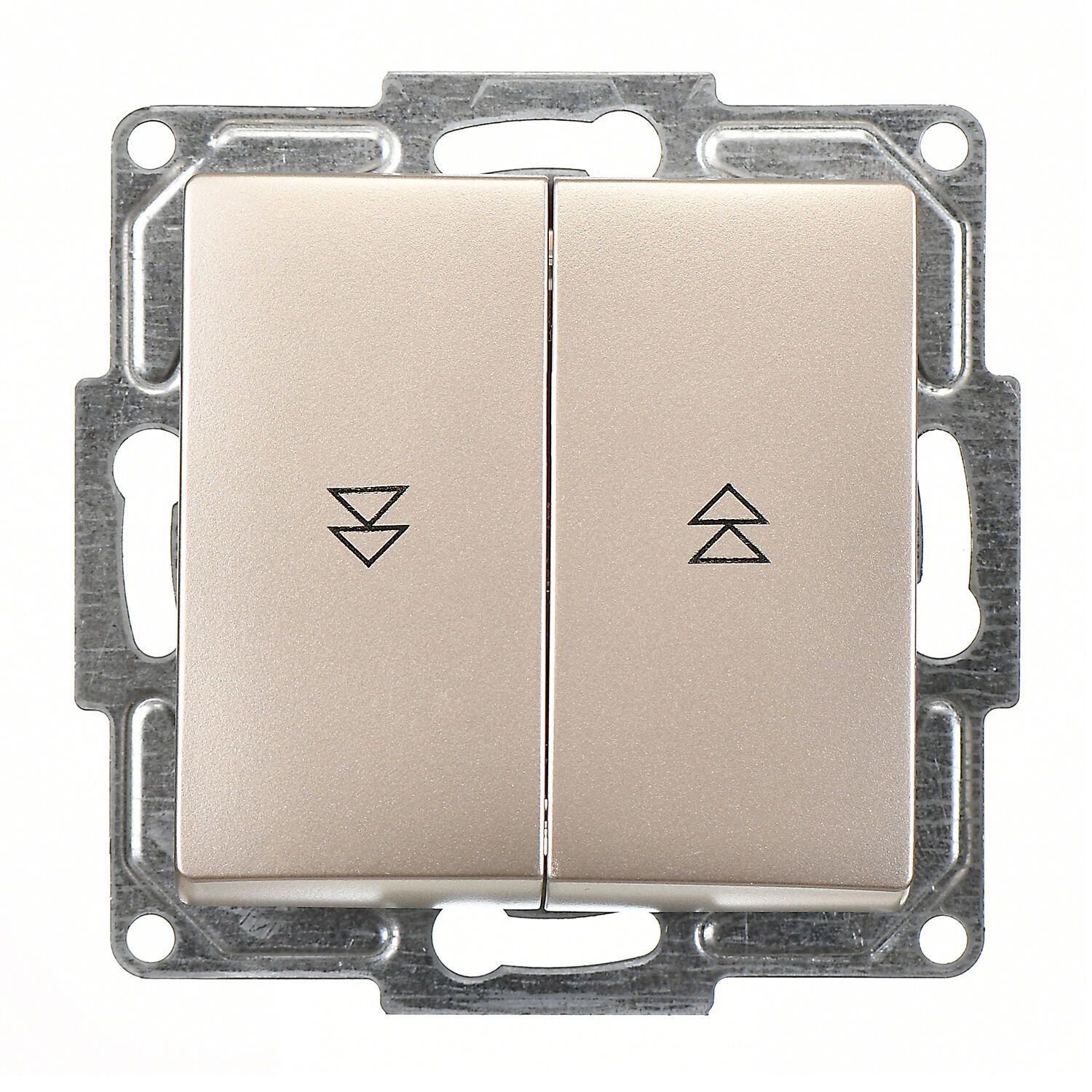 Günsan Visage Metalik Bej Vidalı Jaluzi Kumanda Anahtarı - İki Düğmeli 10AX 250V