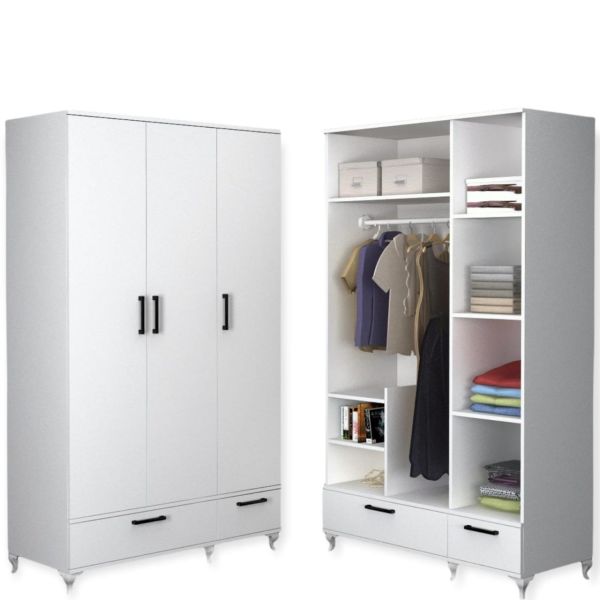 Gardrop 3 Kapaklı Beyaz