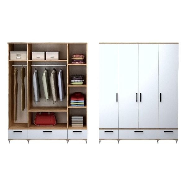 Gardrop 4 Kapaklı Beyaz