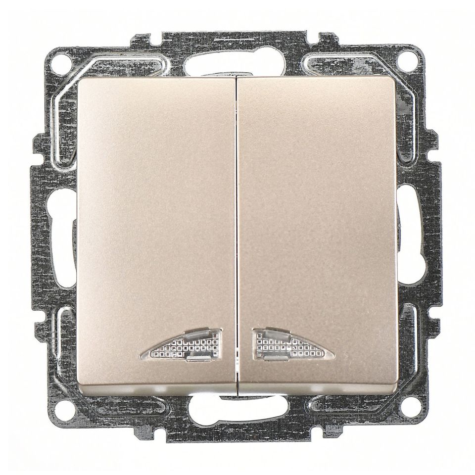 Günsan Visage Metalik Bej Vidalı Işıklı Komütatör