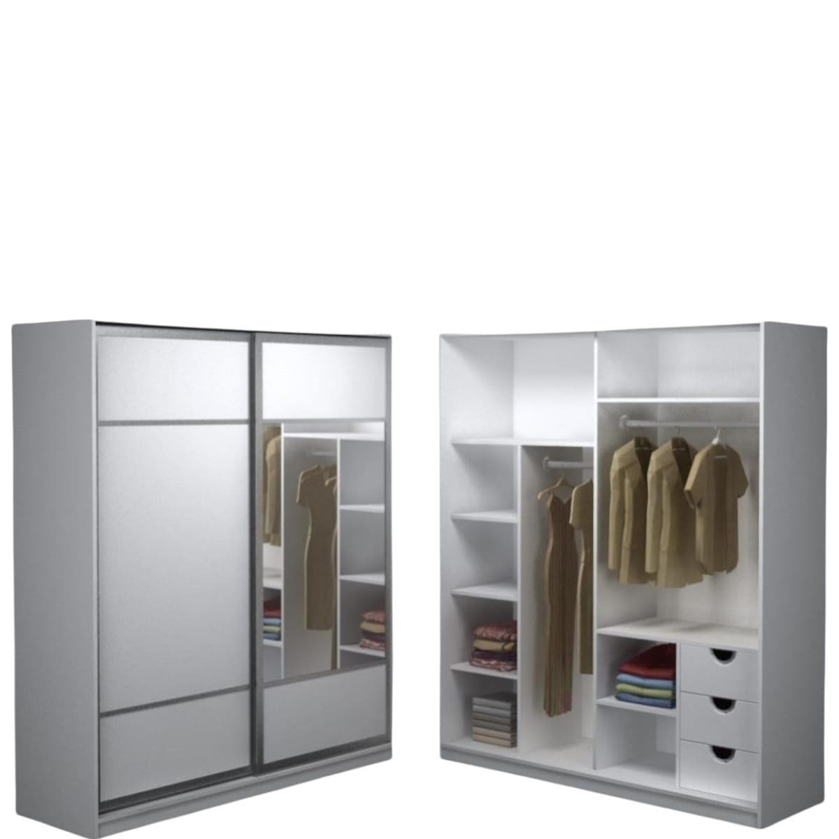 Gardrop Sürgü Kapaklı Beyaz