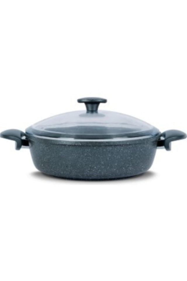 Gri Alüminyum Döküm Basık Tencere 22 Cm 2.5lt