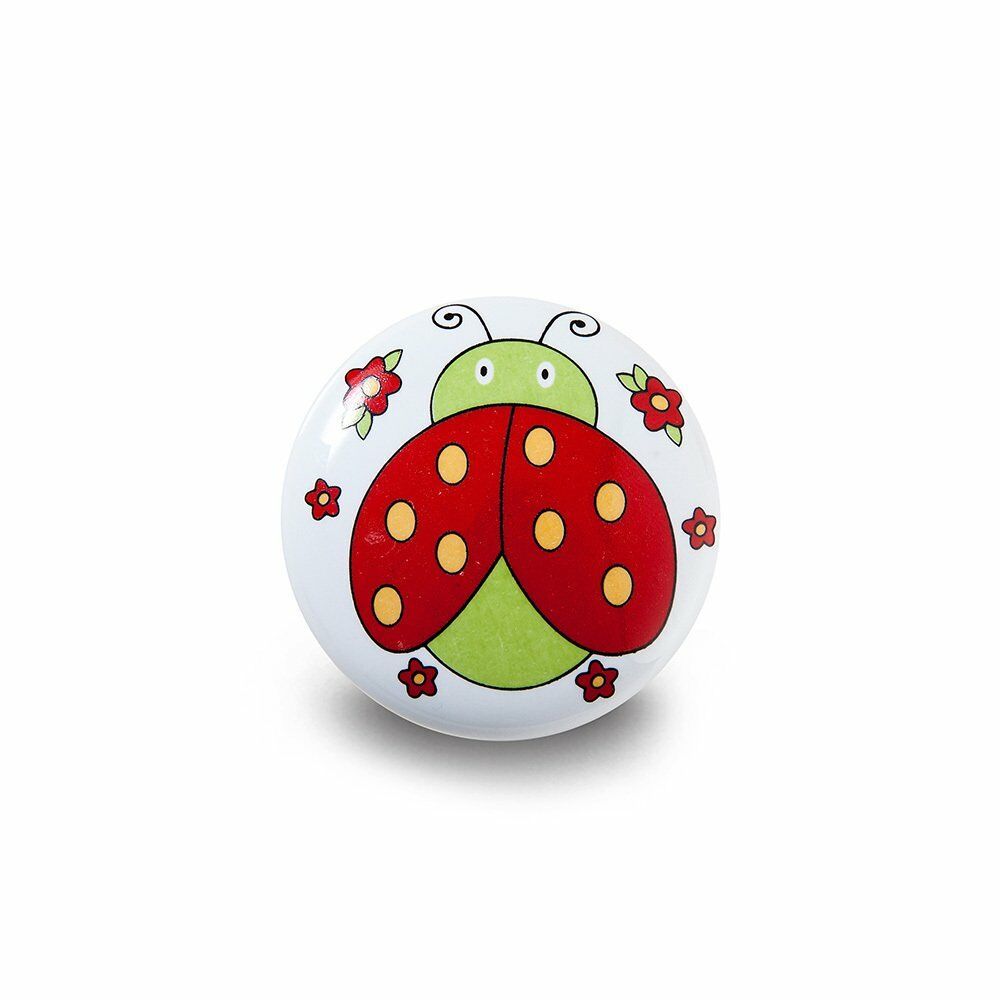 Porselen Düğme Çocuk Odası Kulbu Kırmızı Uğur Böceği