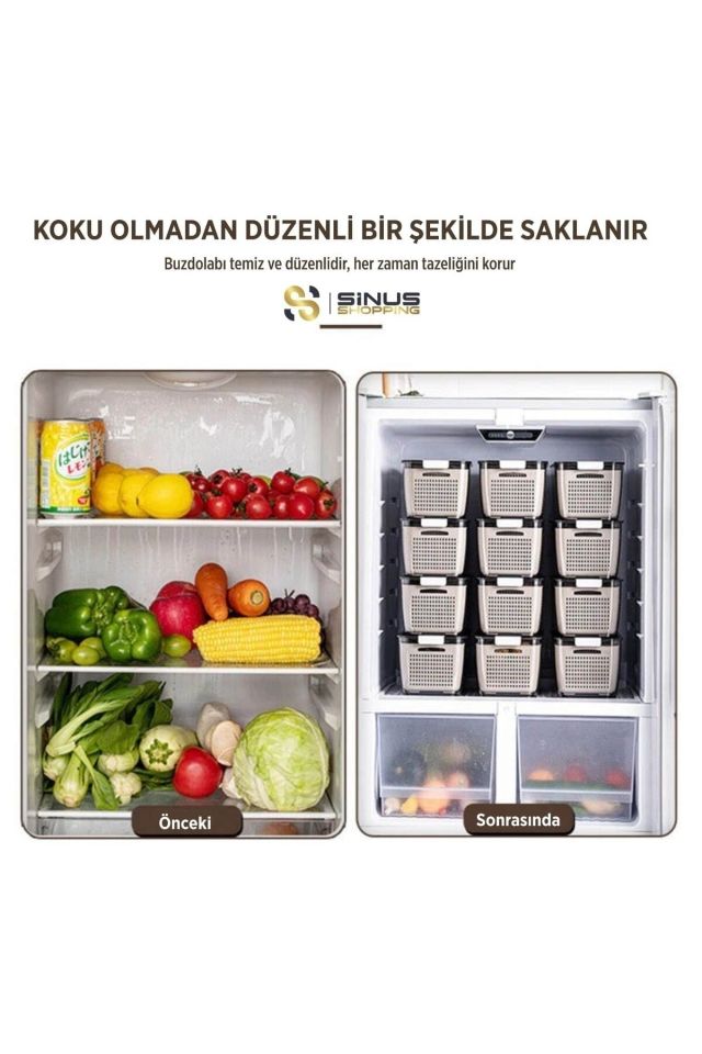 3'lü Set Içi Süzgeçli Organizer Buzdolabı Düzenleyici Ve Taze Ürün Saklama Kapları (2,5lt,5lt,9lt)