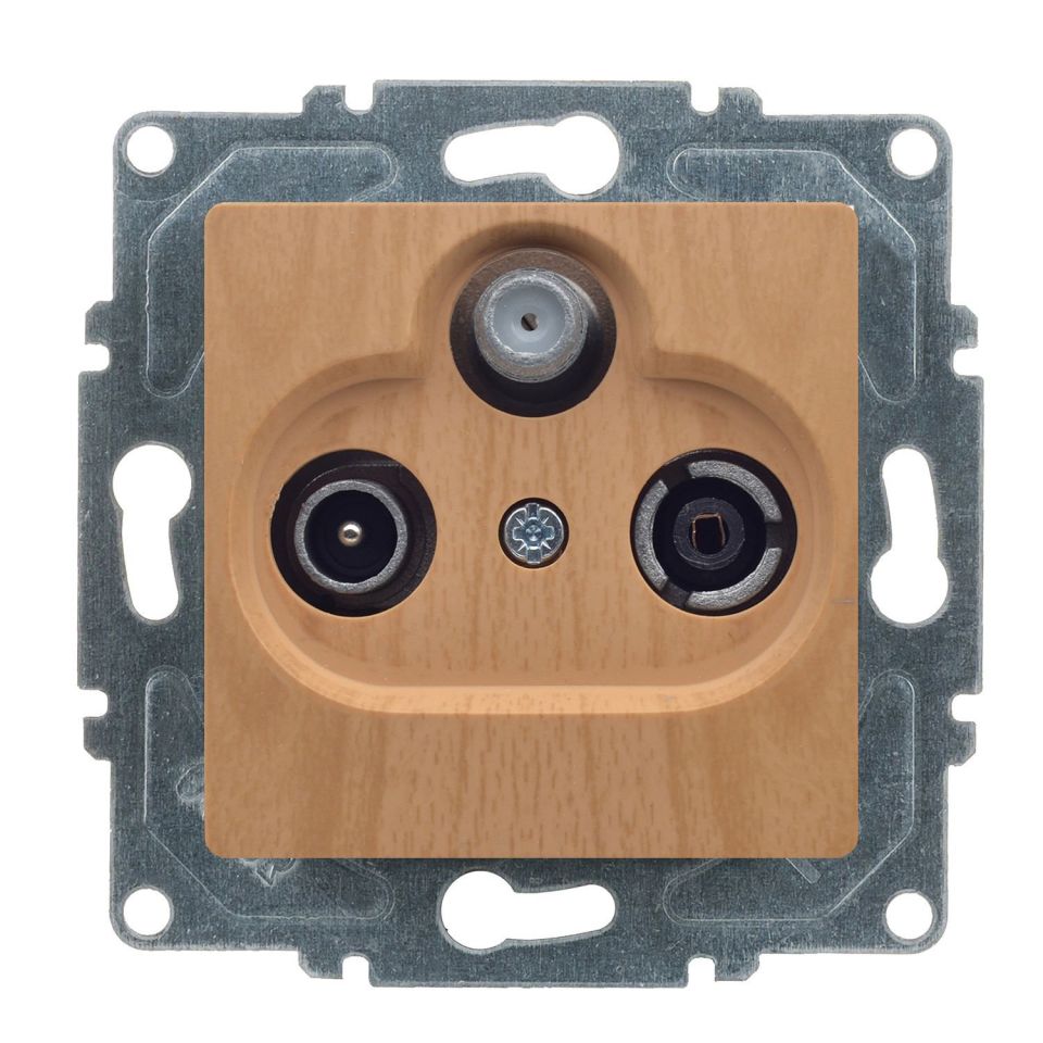 Günsan Visage Akçaağaç Vidalı Uydu Prizi Sonlu (Sat-TV-Radyo)