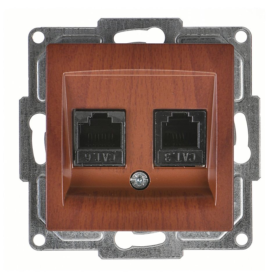 Günsan Visage Data + Nümeris Telefon Prizi (RJ45 Cat6 + Cat3) Ceviz