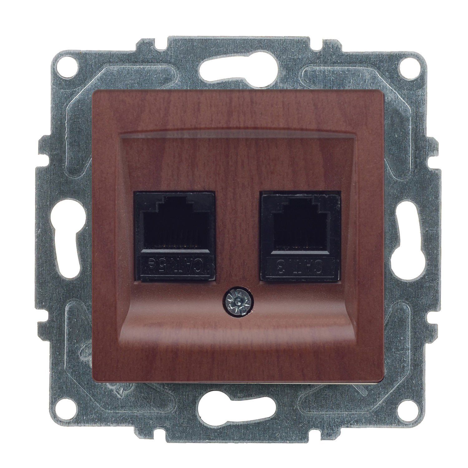 Günsan Visage Data + Nümeris Telefon Prizi (RJ45 Cat5E + Cat3) Ceviz