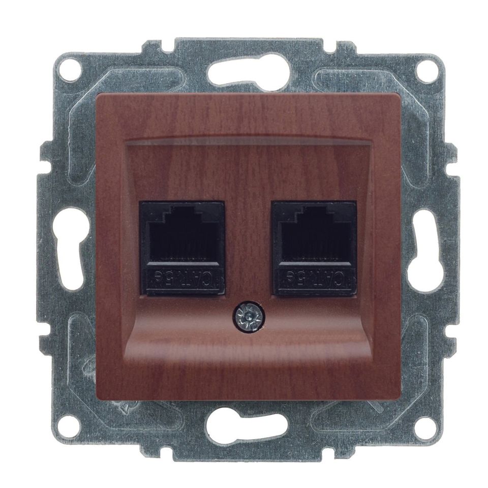 Günsan Visage Ceviz Vidalı İkili Data Prizi (2 x RJ45 Cat5E)