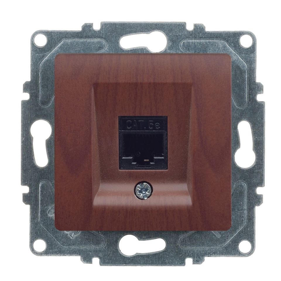 Günsan Visage Ceviz Vidalı Tekli Data Prizi (RJ45 Cat5E)