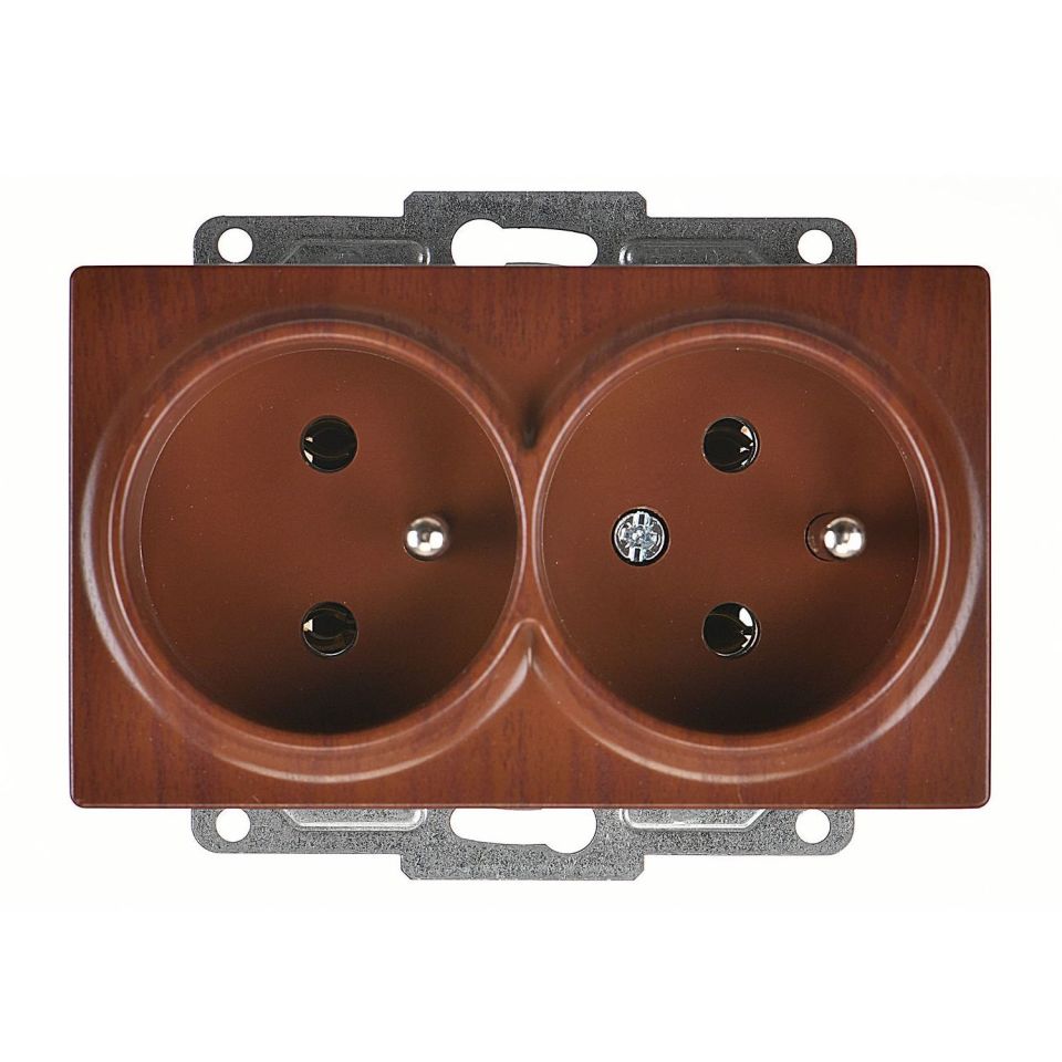 Günsan Visage Ceviz İkili UPS Priz- 16A 250V - Vidalı