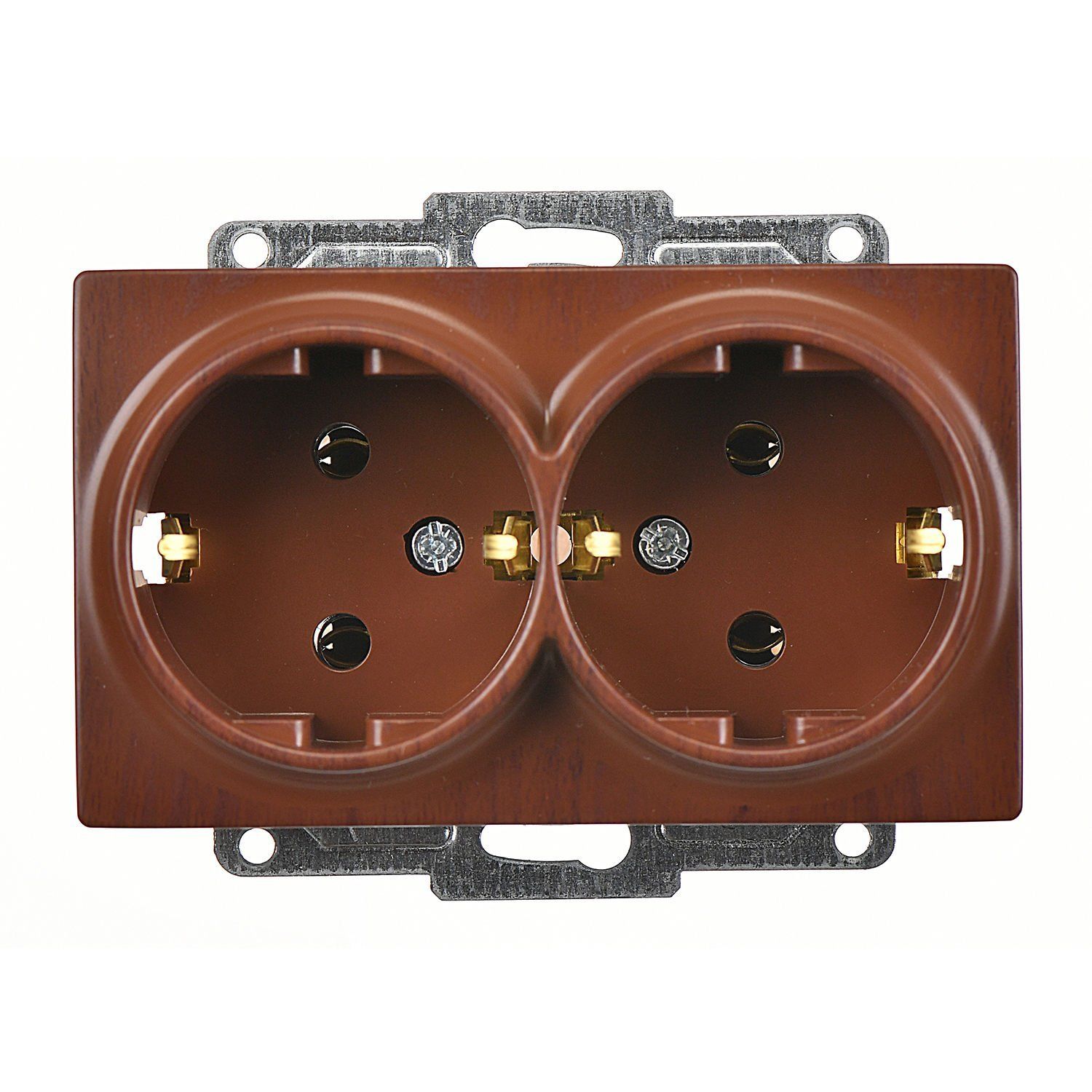 Günsan Visage Ceviz İkili Topraklı Priz- 16A 250V - Vidalı