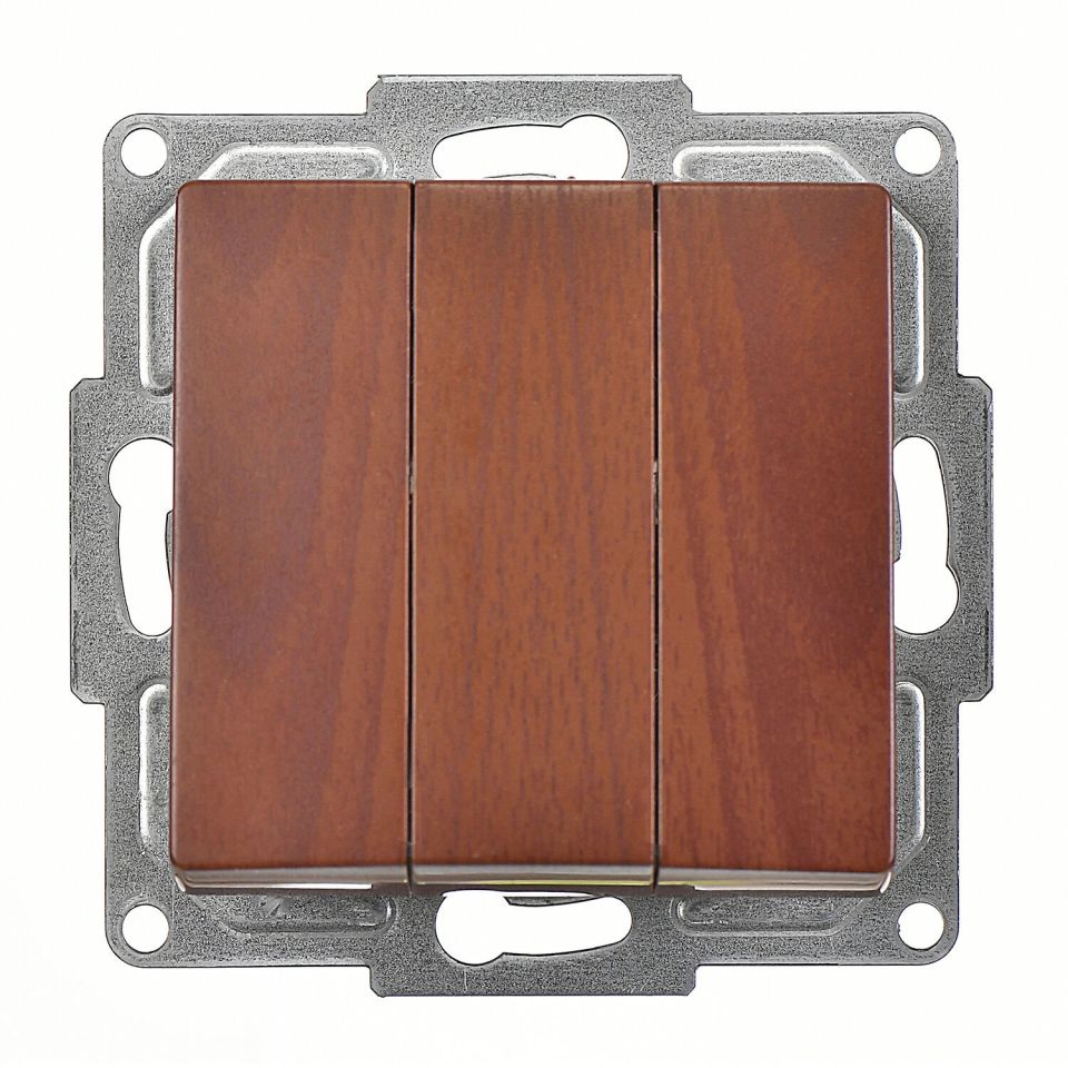 Günsan Visage Ceviz Vidalı Üçlü Anahtar 10AX 250V