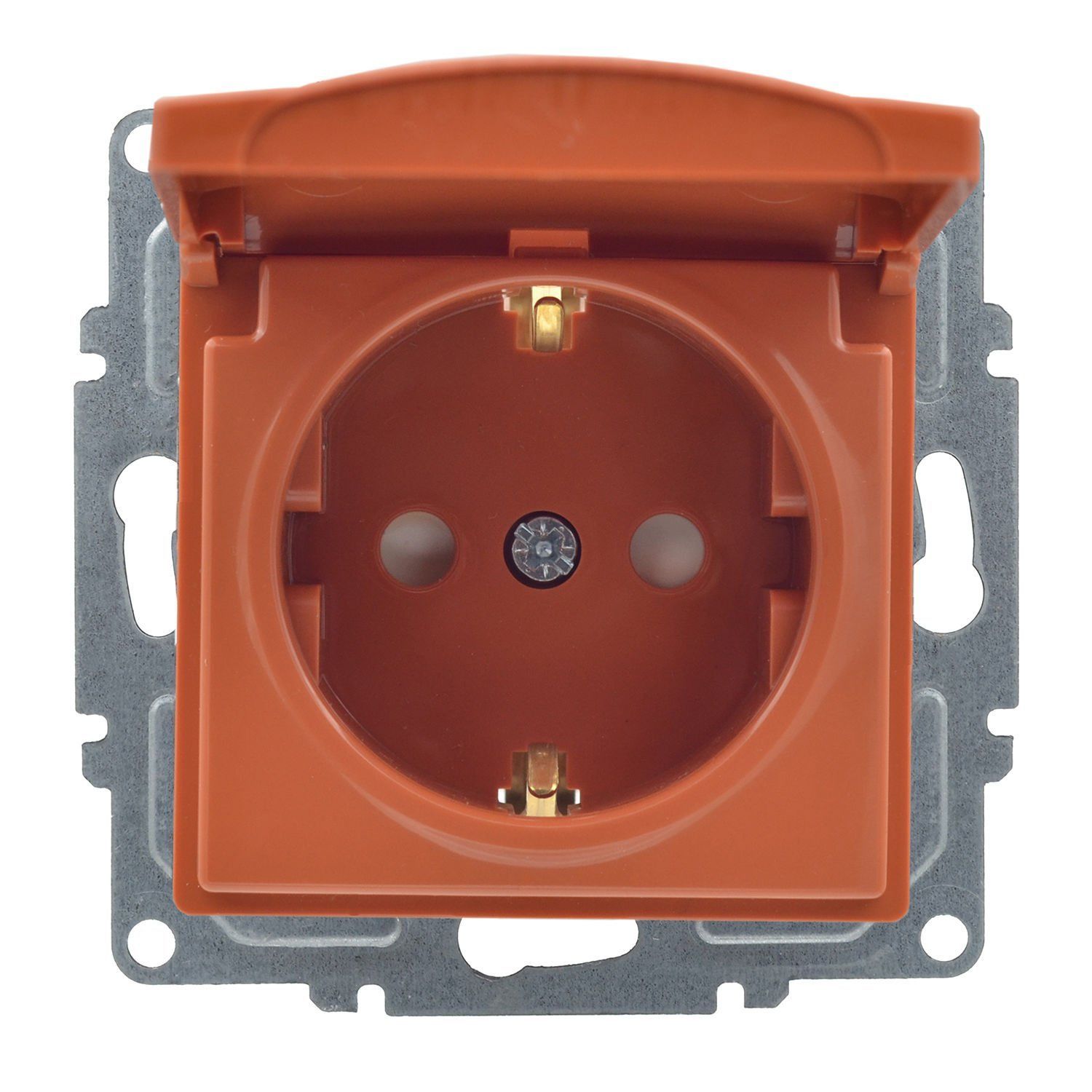 Günsan Visage Meşe Çocuk Korumalı Kapaklı Topraklı Priz - 16A 250V - Klipsli