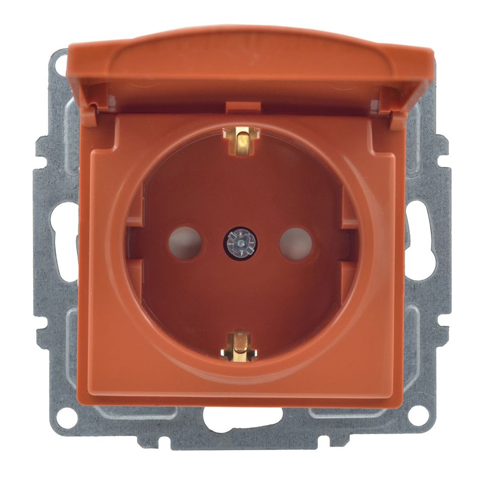 Günsan Visage Meşe Çocuk Korumalı Kapaklı Topraklı Priz - 16A 250V - Klipsli