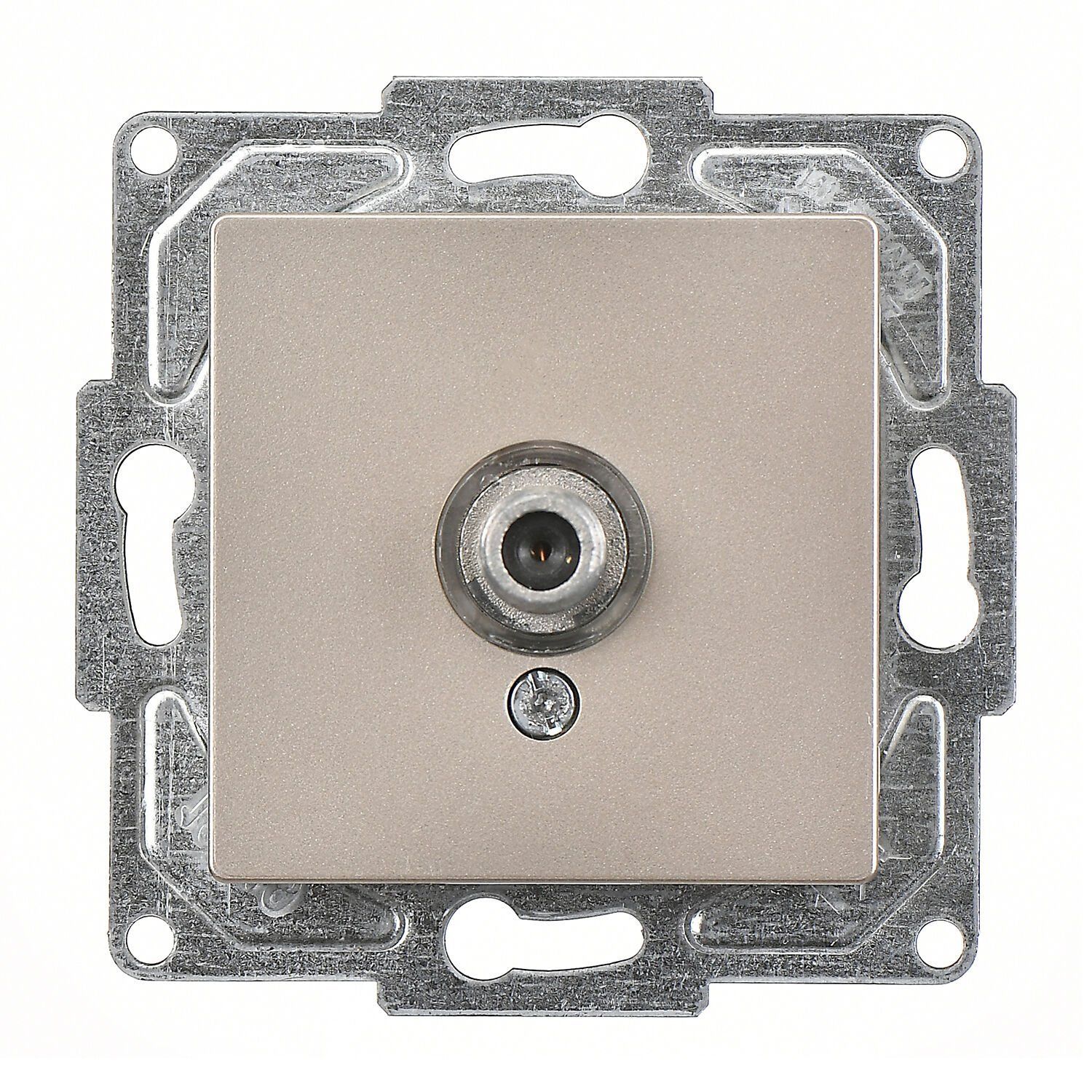 Günsan Eqona Metalik Bej Vidalı Tekli Uydu Prizi F Konnektörlü (Geçişli-Sonlu)