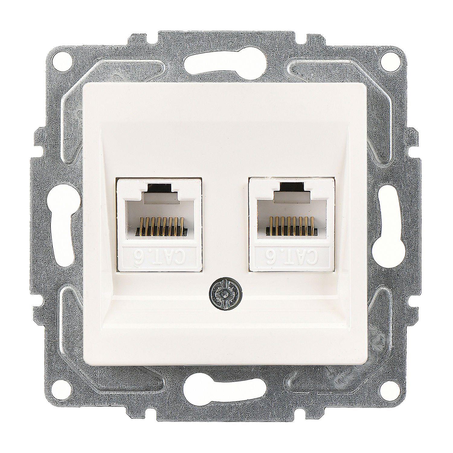 Günsan Eqona Fildişi Beyazı Vidalı İkili Data Prizi (2 x RJ45 Cat6)