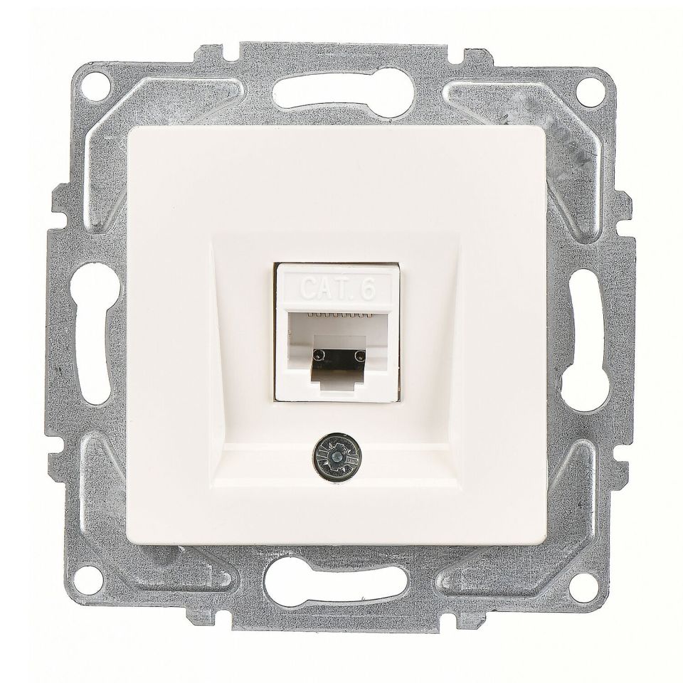 Günsan Eqona Fildişi Beyazı Vidalı Tekli Data Prizi (RJ45 Cat6)