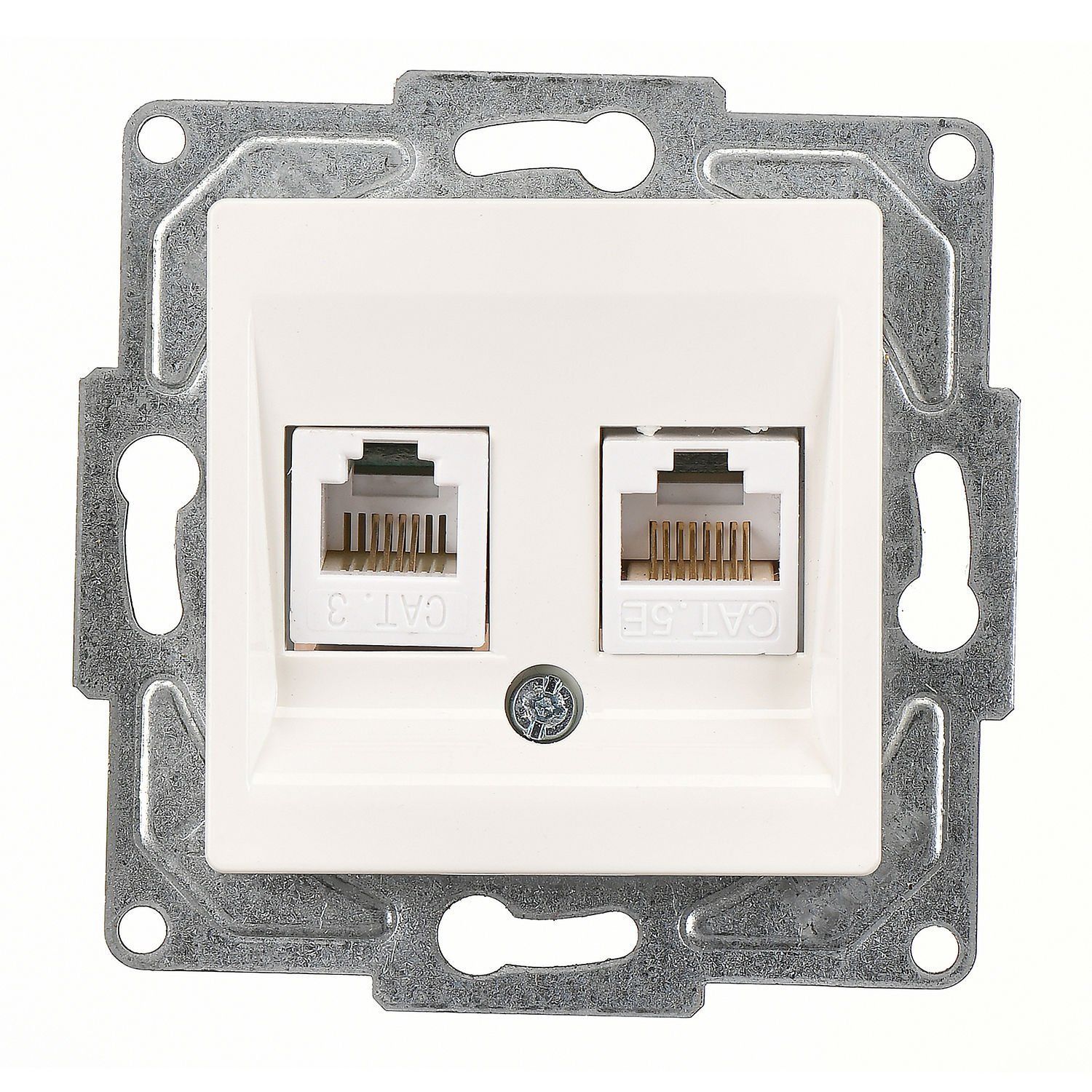 Günsan Eqona Fildişi Beyazı Vidalı Data & Nümeris Telefon Prizi (RJ45 Cat5E + Cat3)