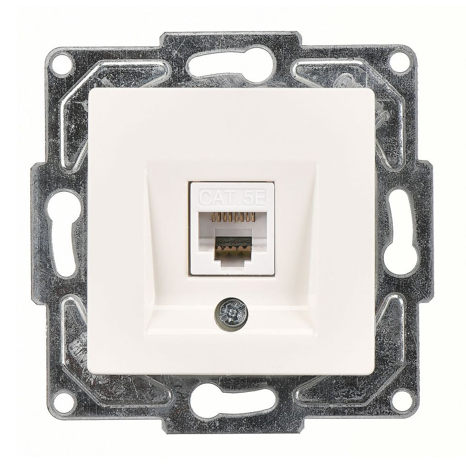 Günsan Eqona Fildişi Beyazı Vidalı Tekli Data Prizi (RJ45 Cat5E)