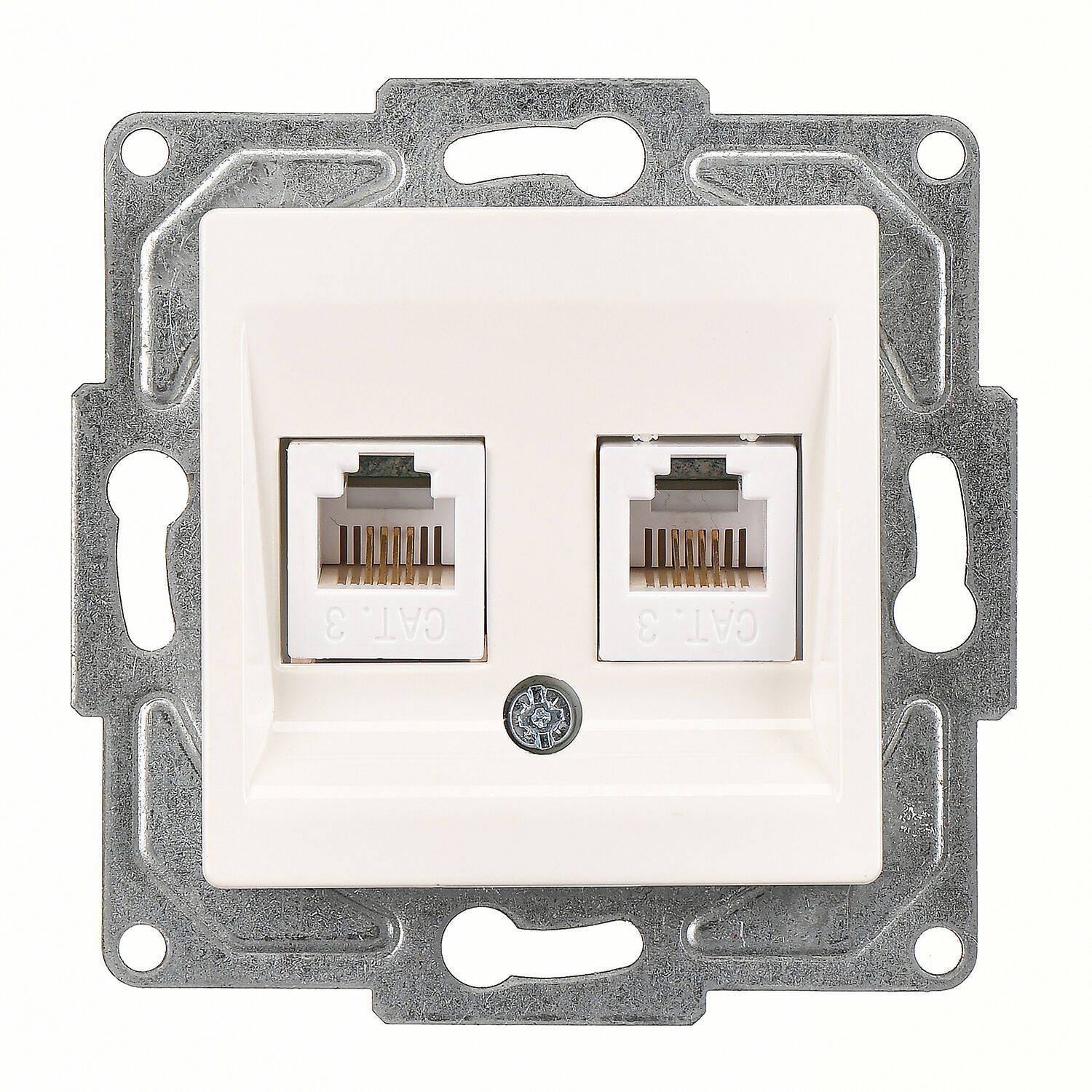 Günsan Eqona Fildişi Beyazı Vidalı İkili Nümeris Telefon Prizi (2 x Cat3)