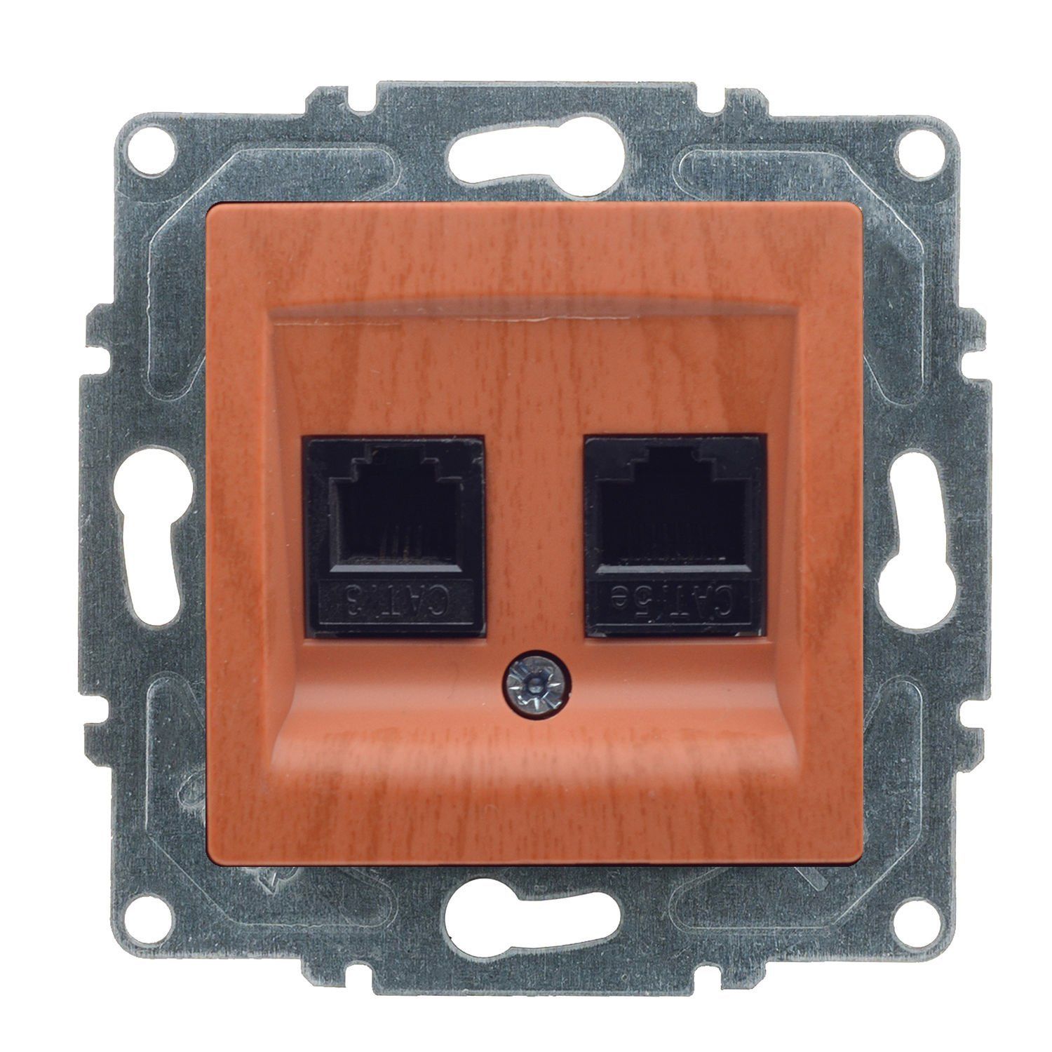 Günsan Visage Data + Nümeris Telefon Prizi (RJ45 Cat5E + Cat3) Meşe