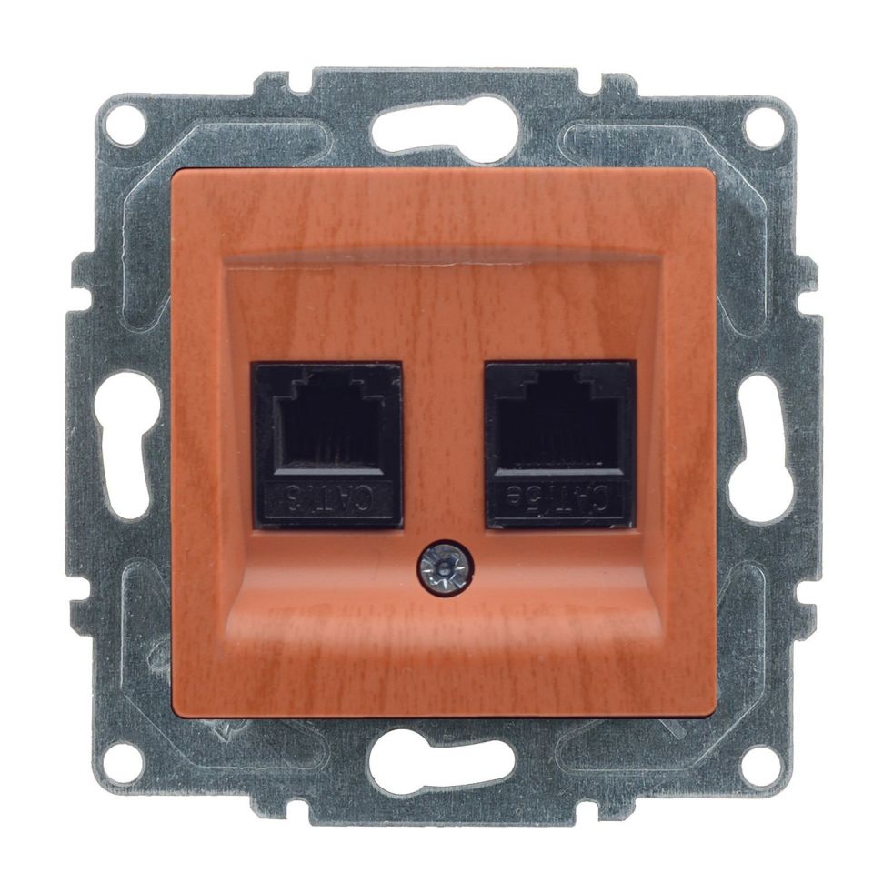 Günsan Visage Data + Nümeris Telefon Prizi (RJ45 Cat5E + Cat3) Meşe