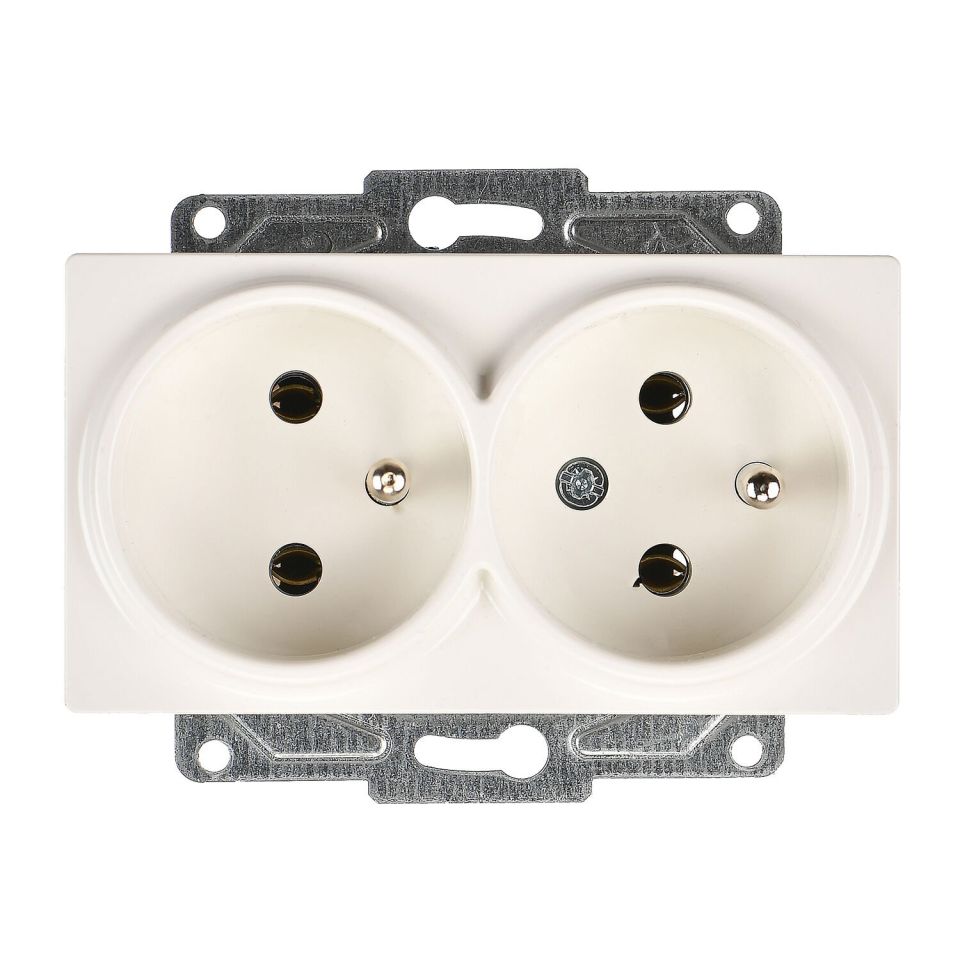 Günsan Eqona Fildişi Beyazı İkili UPS Priz- 16A 250V - Vidalı