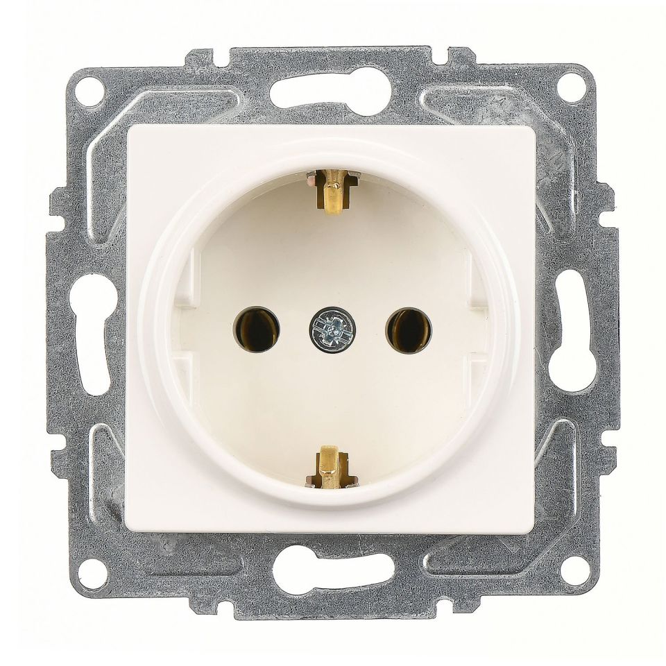Günsan Eqona Fildişi Beyazı Topraklı Priz- 16A 250V - Vidalı