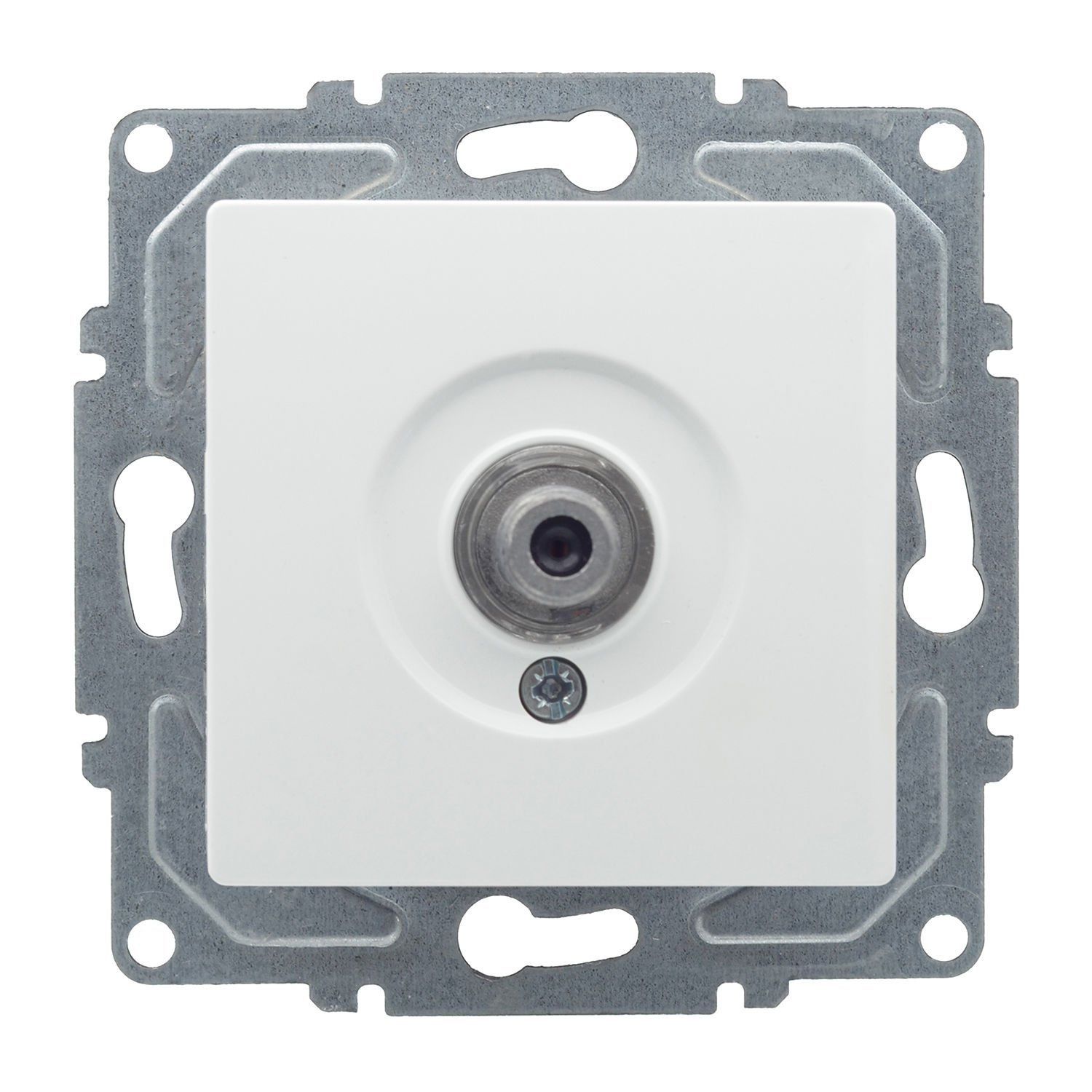 Günsan Visage Beyaz Vidalı Tekli Uydu Prizi F Konnektörlü (Geçişli-Sonlu)