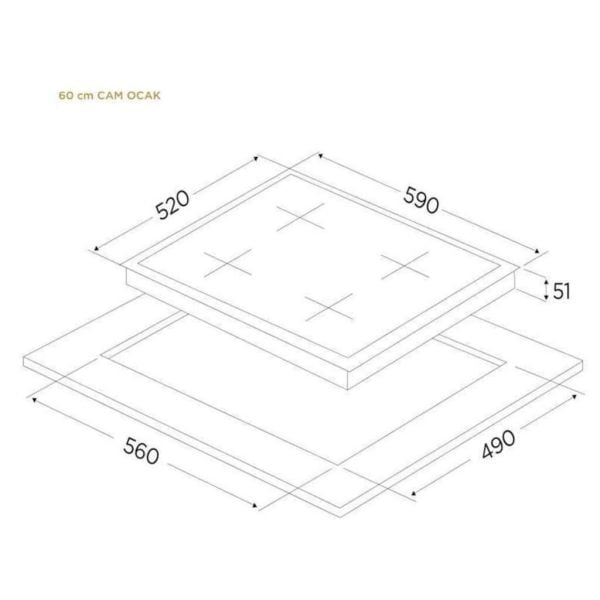UKINOX ARES 60 X SİYAH CAM OCAK