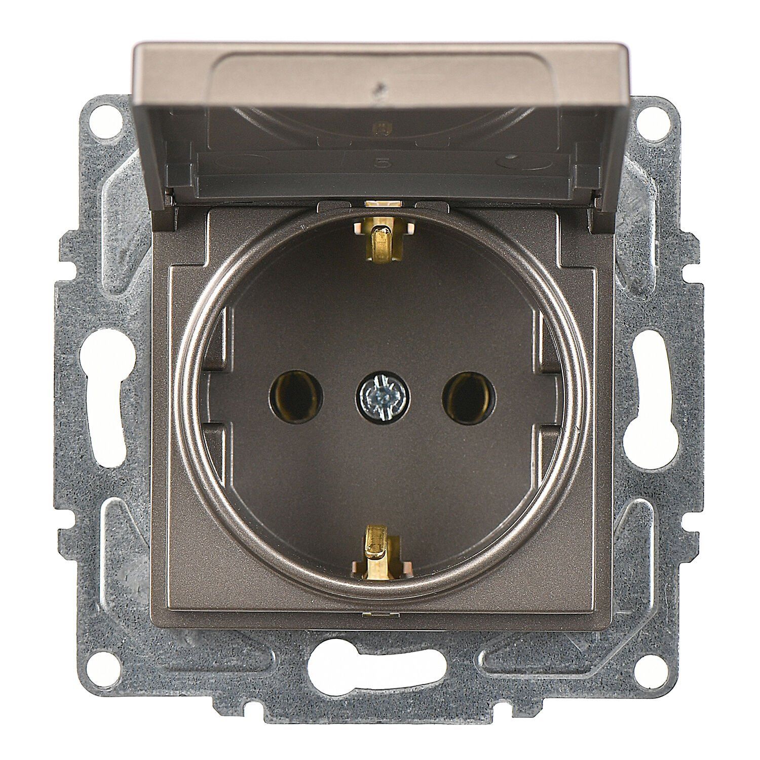 Günsan Eqona Mocha Kapaklı Topraklı Priz- 16A 250V - Klipsli