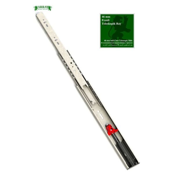 Teleskopik Frenli Çekmece Rayı 46 Mm 40 Cm ( Set )