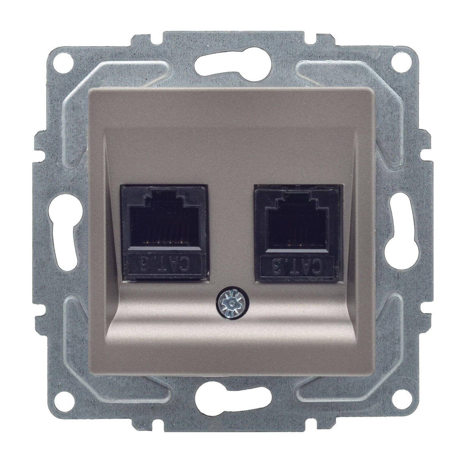 Günsan Eqona Mocha Vidalı Data & Nümeris Telefon Prizi (RJ45 Cat5E + Cat3)