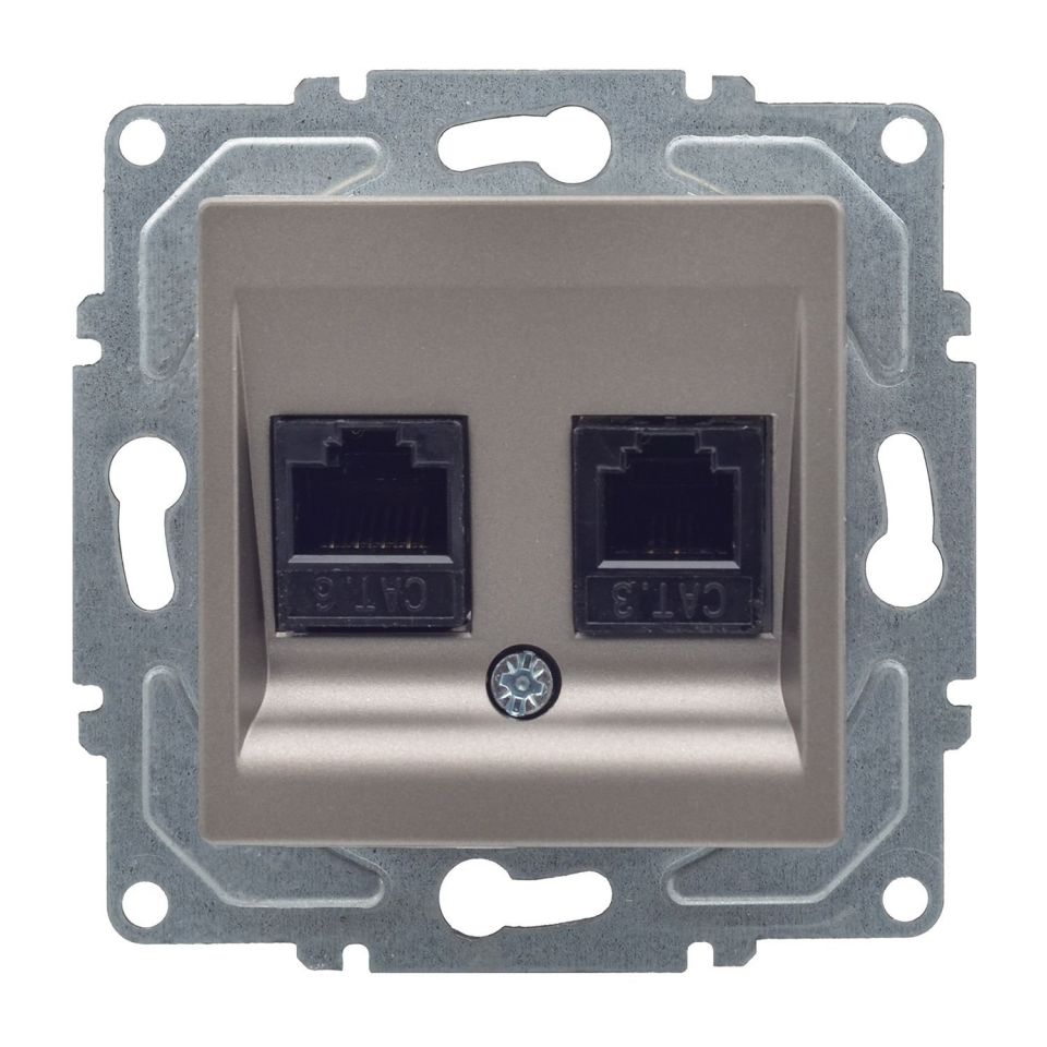 Günsan Eqona Mocha Vidalı Data & Nümeris Telefon Prizi (RJ45 Cat5E + Cat3)