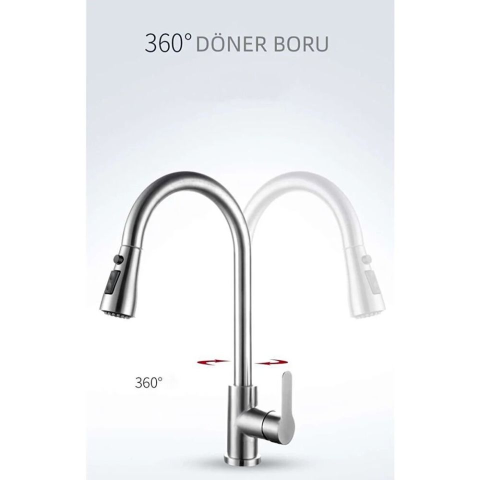 Inox Spiralli Mutfak Eviye Batarya