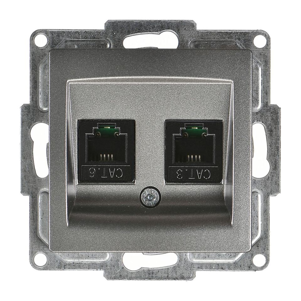 Günsan Visage Data + Nümeris Telefon Prizi (RJ45 Cat6 + Cat3) Füme