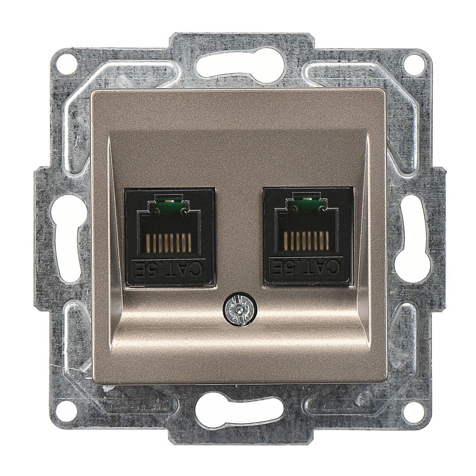 Günsan Eqona Mocha Vidalı İkili Data Prizi (2 x RJ45 Cat5E)