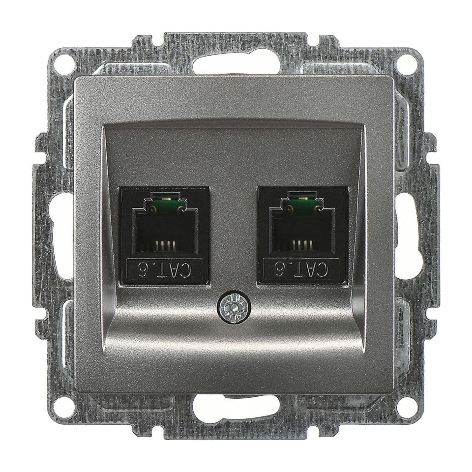 Günsan Visage Füme Vidalı İkili Data Prizi (2 x RJ45 Cat6)