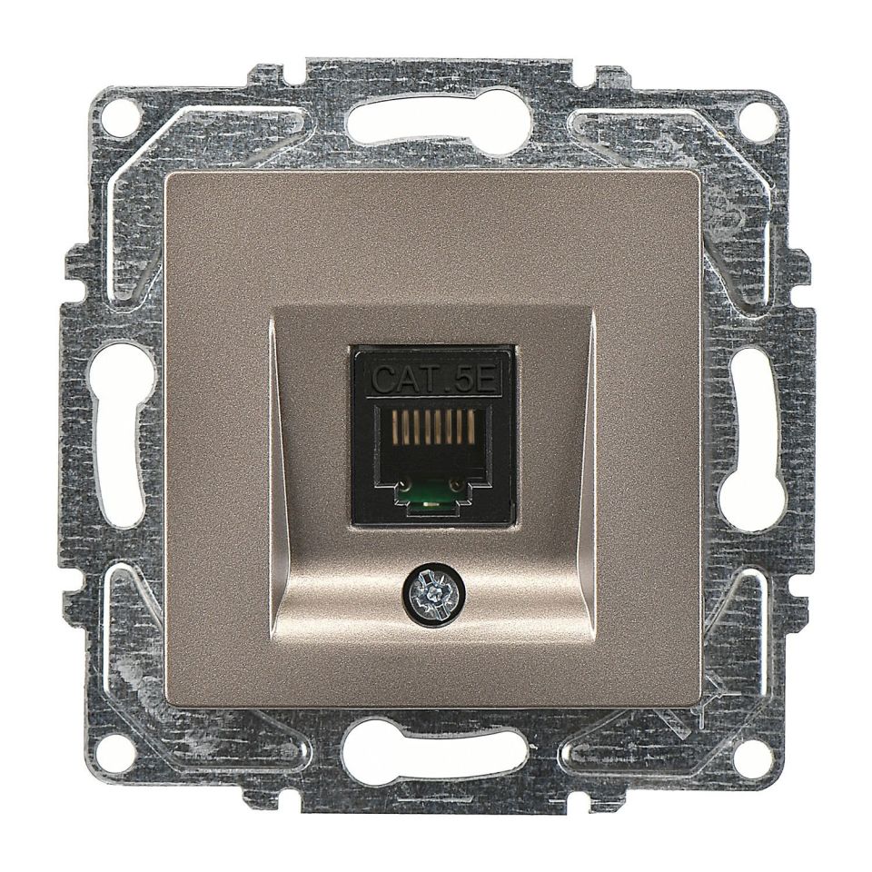 Günsan Eqona Mocha Vidalı Tekli Data Prizi (RJ45 Cat5E)